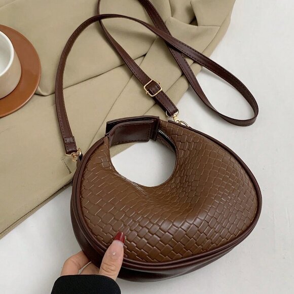 Coffee Brown Vintage Women's European And American Style Design Pu Crossbody Bag - Picture 6 of 8